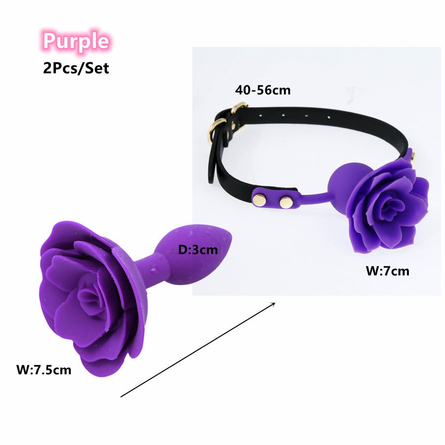 Silicone exótico flor cauda acessório kit de bola de mordaça com plugue de grânulo anal para adultos gays sexo jogos flertar produtos eróticos
