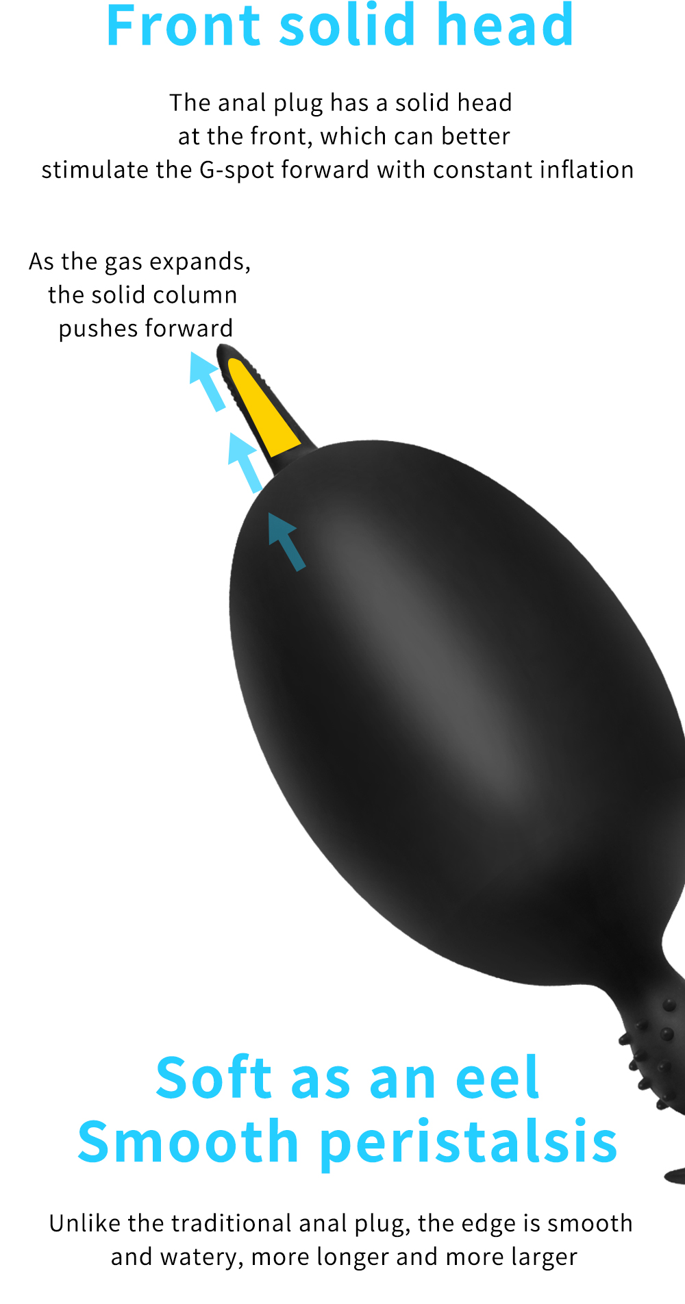 Vibrador anal longo inflável do extensor da tomada da extremidade de 11/16cm com ventosa ou brinquedos do sexo da âncora do silicone buttplug enorme para nádegas