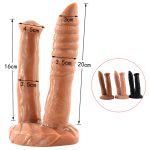 Vibrador duplo penetração pênis artificial masturbadores vagina homem anal empurrando cão cavalo vibrador erótico sex shop Inserção