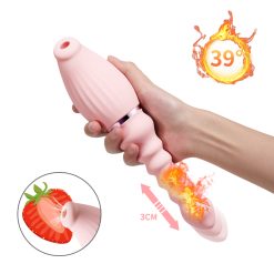 Vibrador feminino, dildo retrátil com 5 frequências, aquecimento inteligente, estimulador de mamilo e clitóris, massageador vaginal, brinquedos sexuais Vibradores