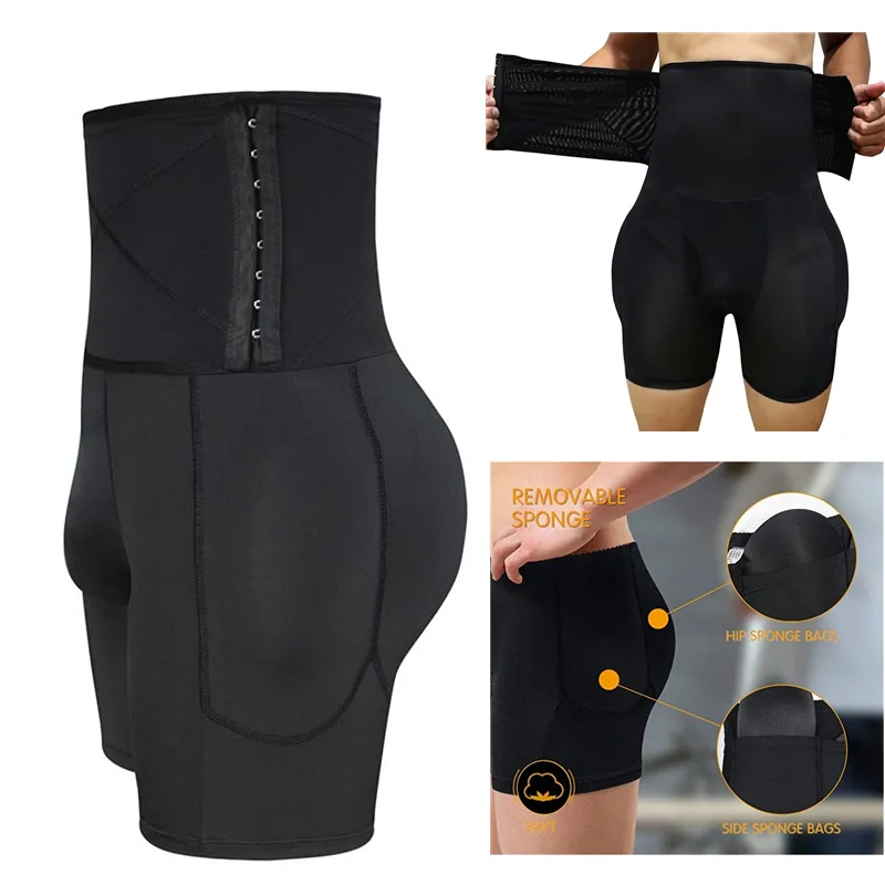 Cinta redutora cueca acolchoada com almofadas removíveis e faixa de colchetes
