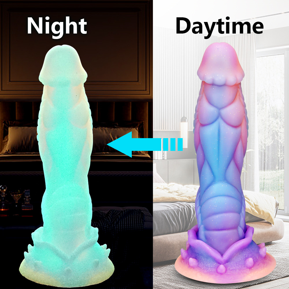 monstro luminoso vibrador colorido brilhante vibradores grande pênis realista para mulher bunda plug vagina estimulador adulto brinquedos sexuais anal Luminous Dildos Glowing Enorme Penis Anal Butt Plug Inserção