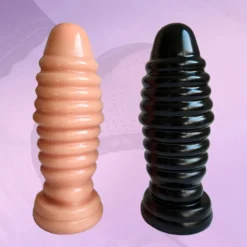Plug anal grande segmentado nas cores preta e pele lado a lado