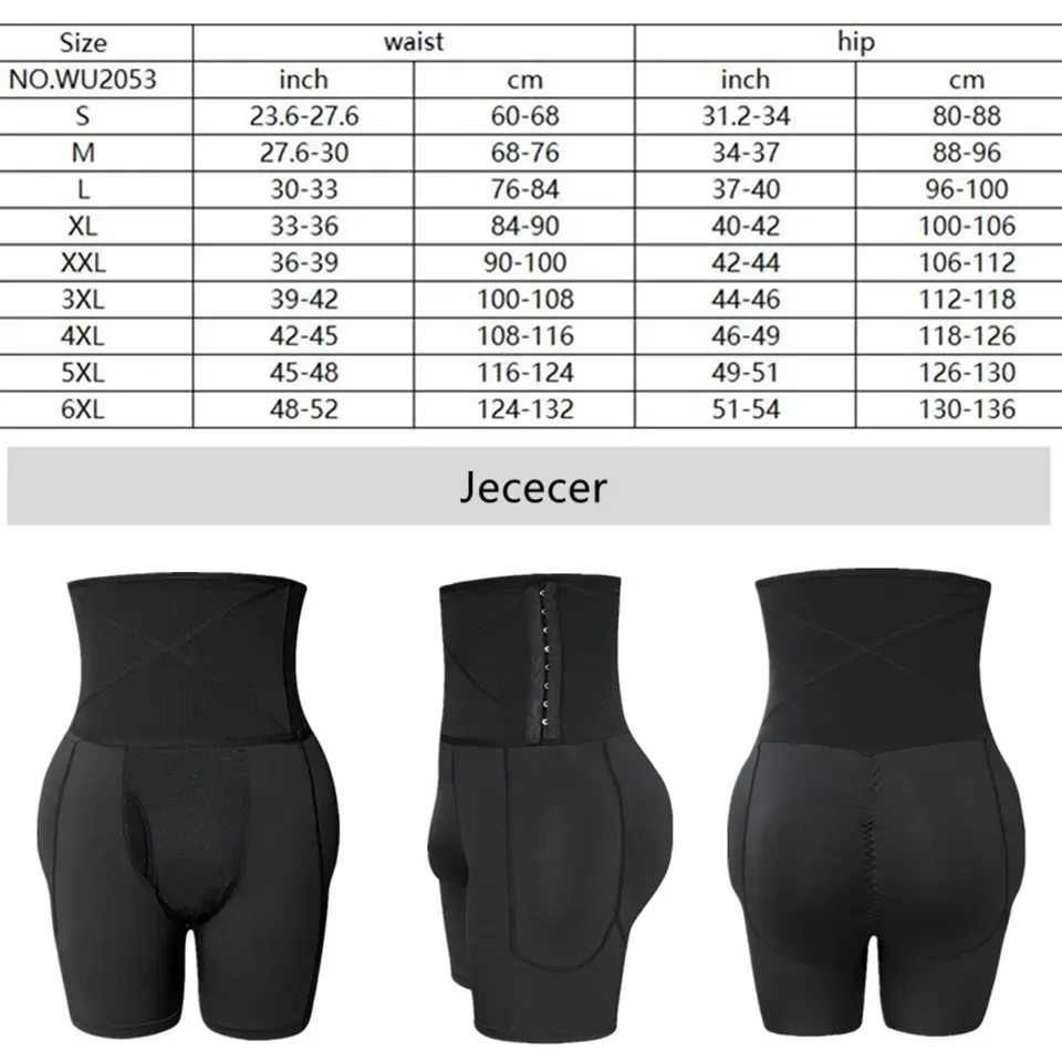 Tabela de medidas de cintura e quadril da cueca cinta redutora do S ao 6XL