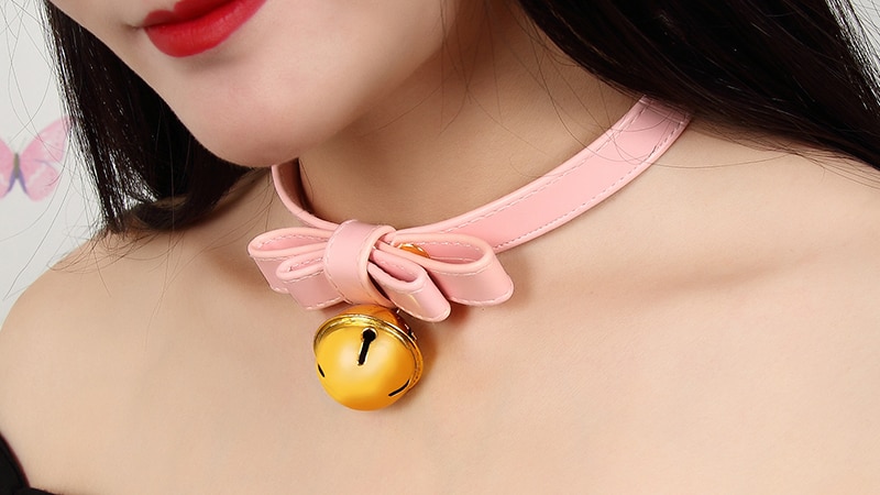 Colar feminino para cosplay de gato, gargantilha em formato de guizo para fantasia de gato neko, de halloween, com laço, colar submissivo bdsm