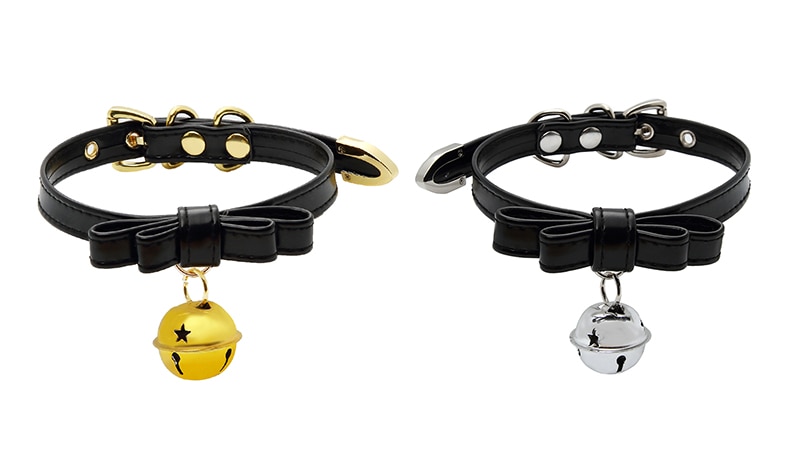 Colar feminino para cosplay de gato, gargantilha em formato de guizo para fantasia de gato neko, de halloween, com laço, colar submissivo bdsm