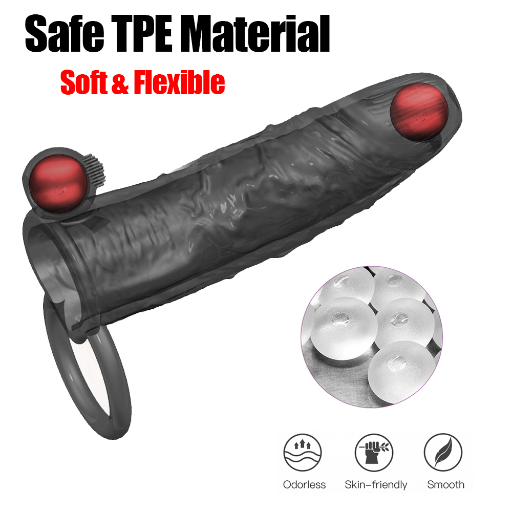 Preservativos vibratórios ampliação para homem preservativos reutilizáveis vibrador pênis anel manga adulto sex shop brinquedo para casais