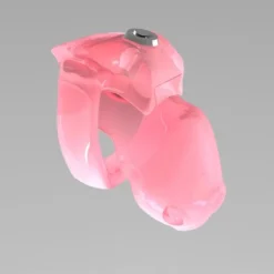 Gaiola de castidade HT-V5 de resina rosa com trava embutida