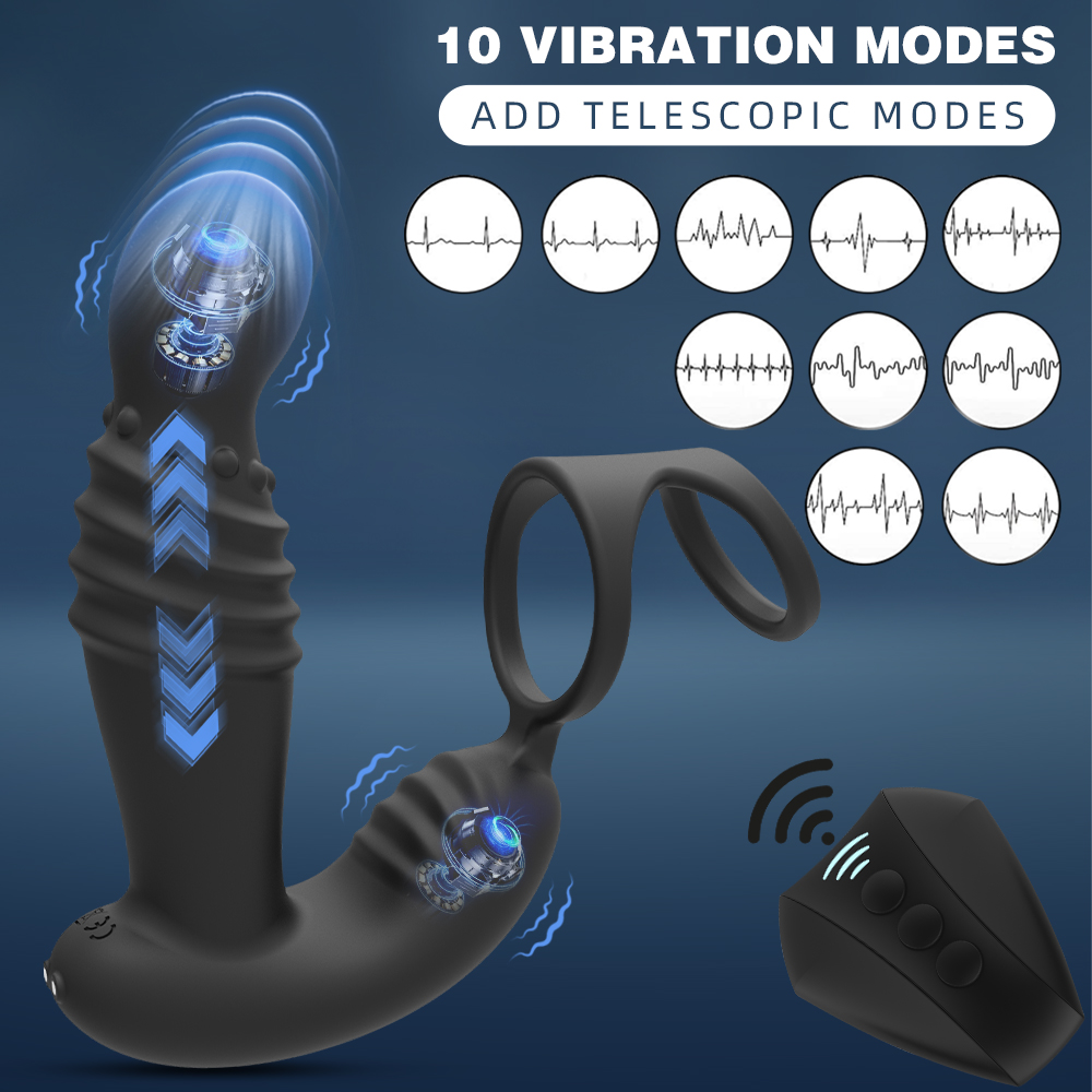 Duplo motor de silicone anal plug próstata estimulador pênis anel retrátil masculino masturbador vibratório butt plug brinquedos sexuais para o homem Duplo motor de silicone anal plug próstata estimulador pênis anel retrátil masculino masturbador vibratório butt plug brinquedos sexuais para o homem