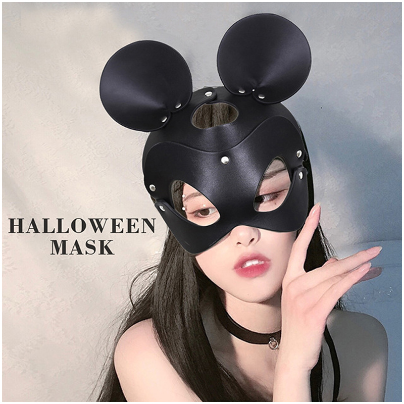 Erótico feminino sexy máscara meia face coelho raposa cosplay couro máscara de sexo máscara de festa de halloween masquerade bola fantasia máscaras sex shop