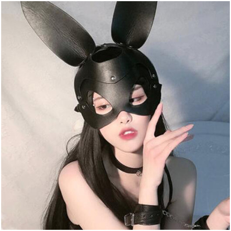 Erótico feminino sexy máscara meia face coelho raposa cosplay couro máscara de sexo máscara de festa de halloween masquerade bola fantasia máscaras sex shop