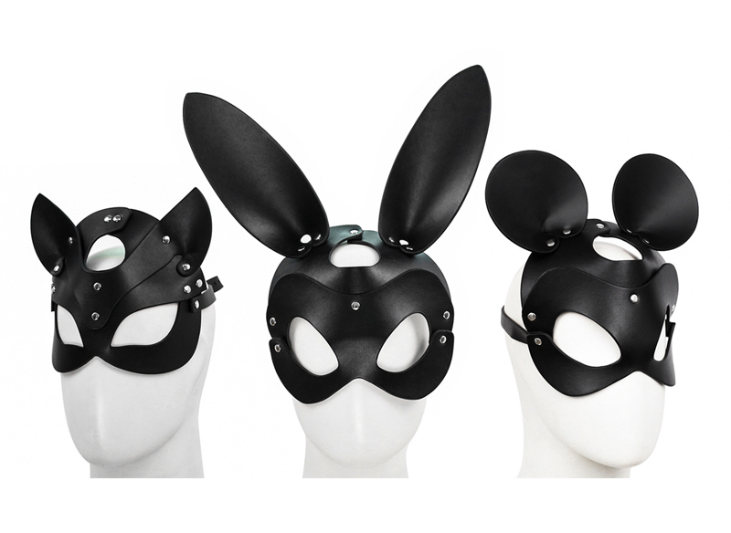 Erótico feminino sexy máscara meia face coelho raposa cosplay couro máscara de sexo máscara de festa de halloween masquerade bola fantasia máscaras sex shop