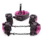 Conjunto Bondage BDSM de Couro Black Pink Slave
