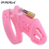 Cinto de castidade masculino de silicone FRRK-114 rosa com cadeado de latão