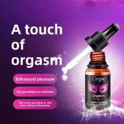 Orgie Orgasm Drops com gota saindo do conta-gotas