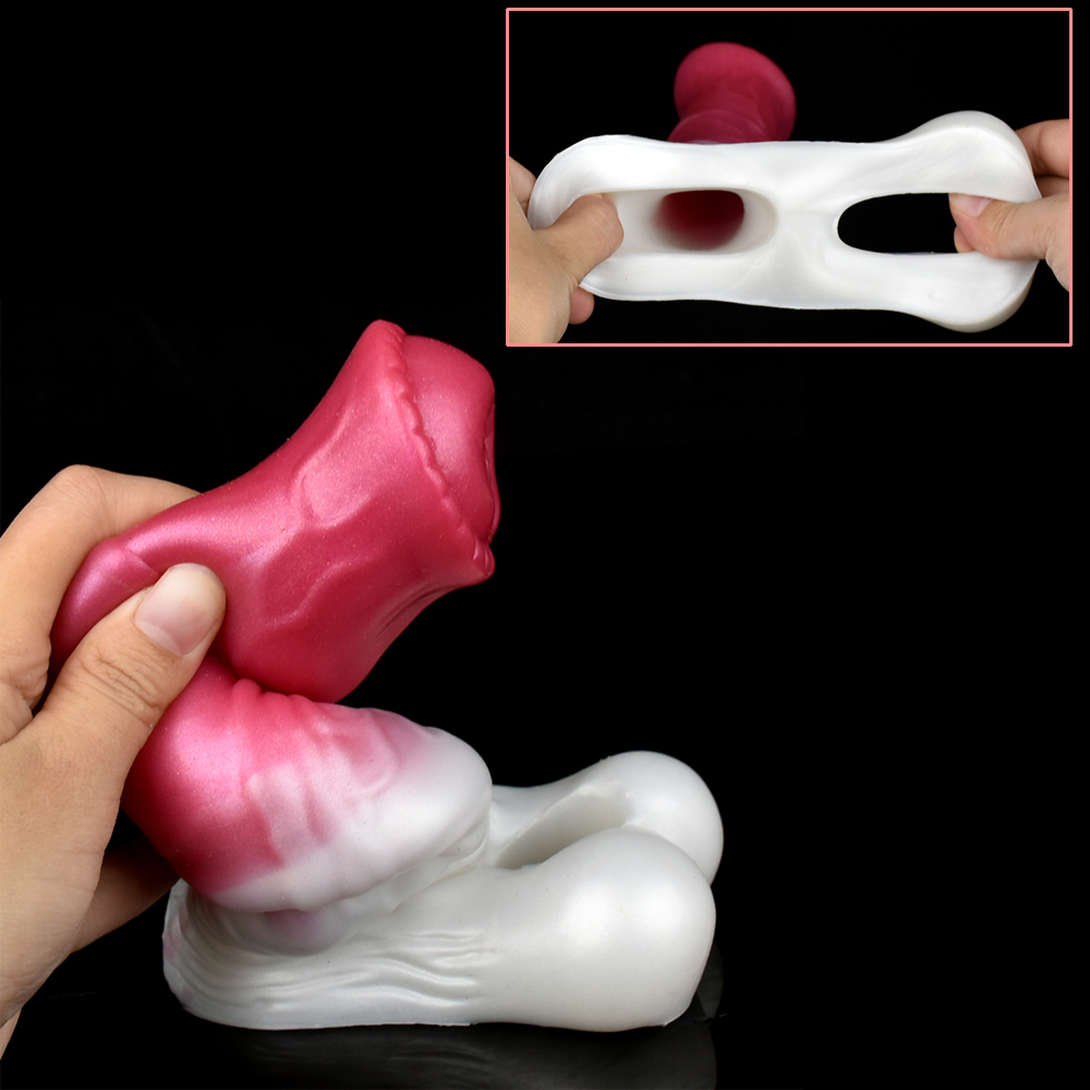 Manga de pênis de silicone masculino, pênis wearable falo, brinquedo sexual esticável para adultos, nó de cachorro realista, dildo, novo, 18 Plus