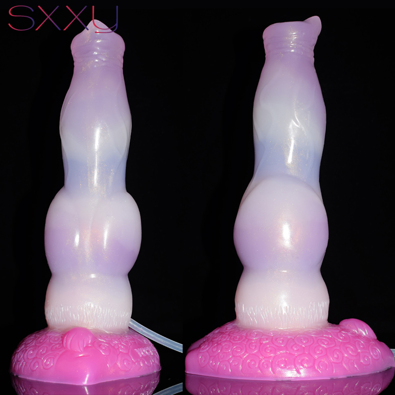 Sxxy animal esguicho vibrador nó encaracolado revestido retriever ejaculação pênis cum prazer sexual brinquedos sexuais limpeza anal butt plug