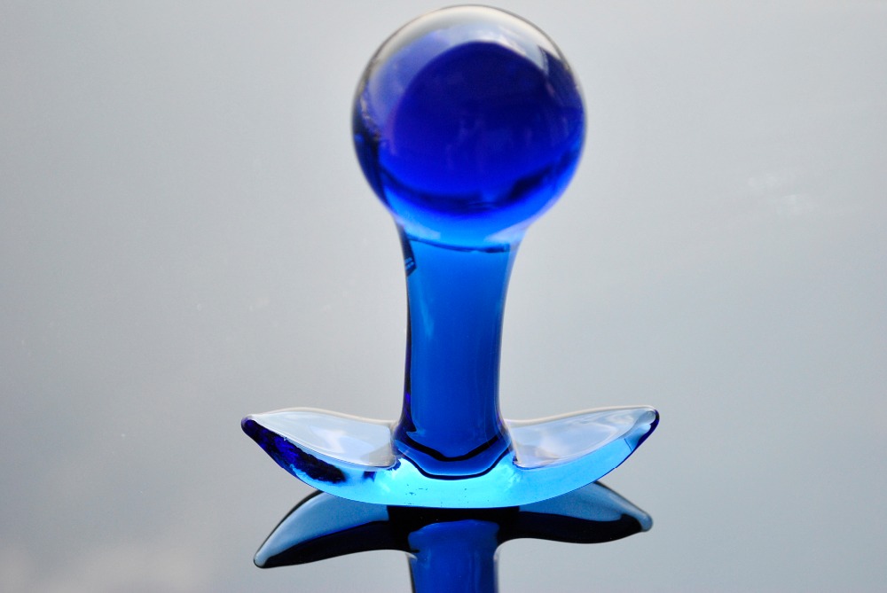 Blue Pyrex Glass Dildo Plug Anal, Brinquedos Sexuais para Adultos, Massageador de Próstata, Brinquedo Sexual Masturbar, Homens e Mulheres Gays, 40mm