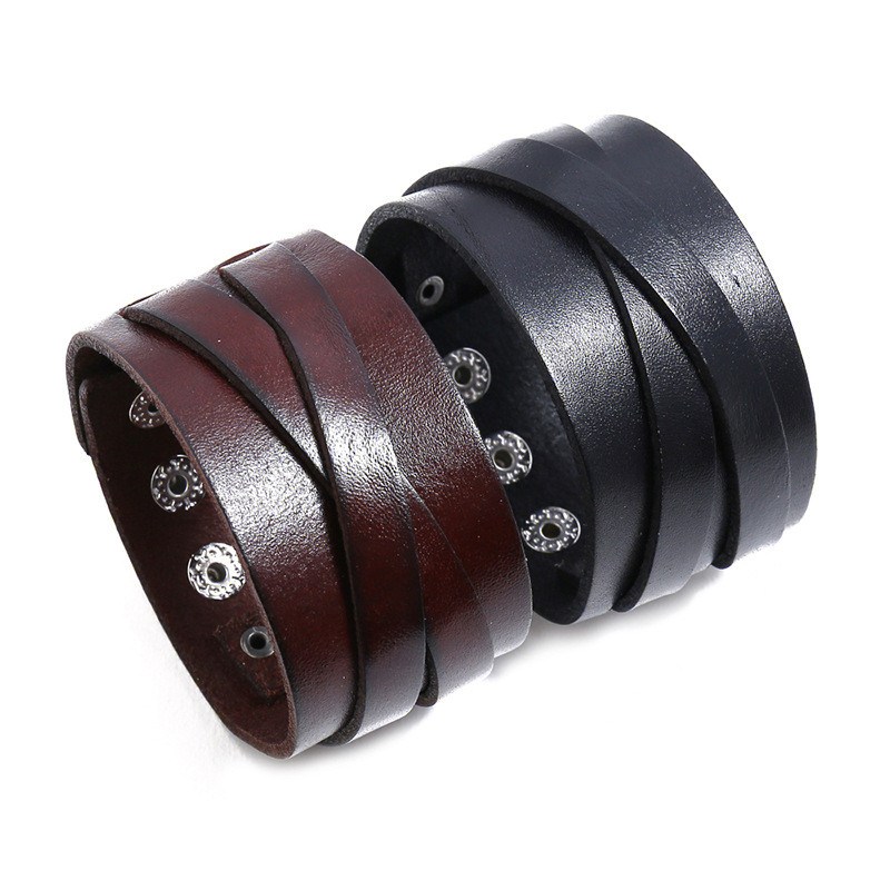 Zorcvens-pulseiras de couro para homens, cor preta e marrom, estilo punk, vintage, casal jóias, presente