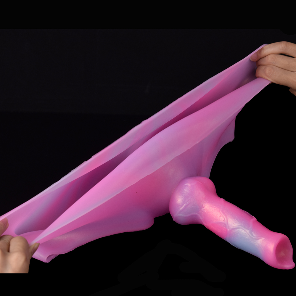 FAAK-Calça de silicone com vibrador Fantasy Wolf para mulheres, multicolorido, pênis com cinta, plug anal, brinquedos sexuais elásticos, masturbador