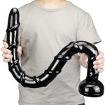 Dildo Gigante De PVC Textura Espiral Cobra Negra 85 CM