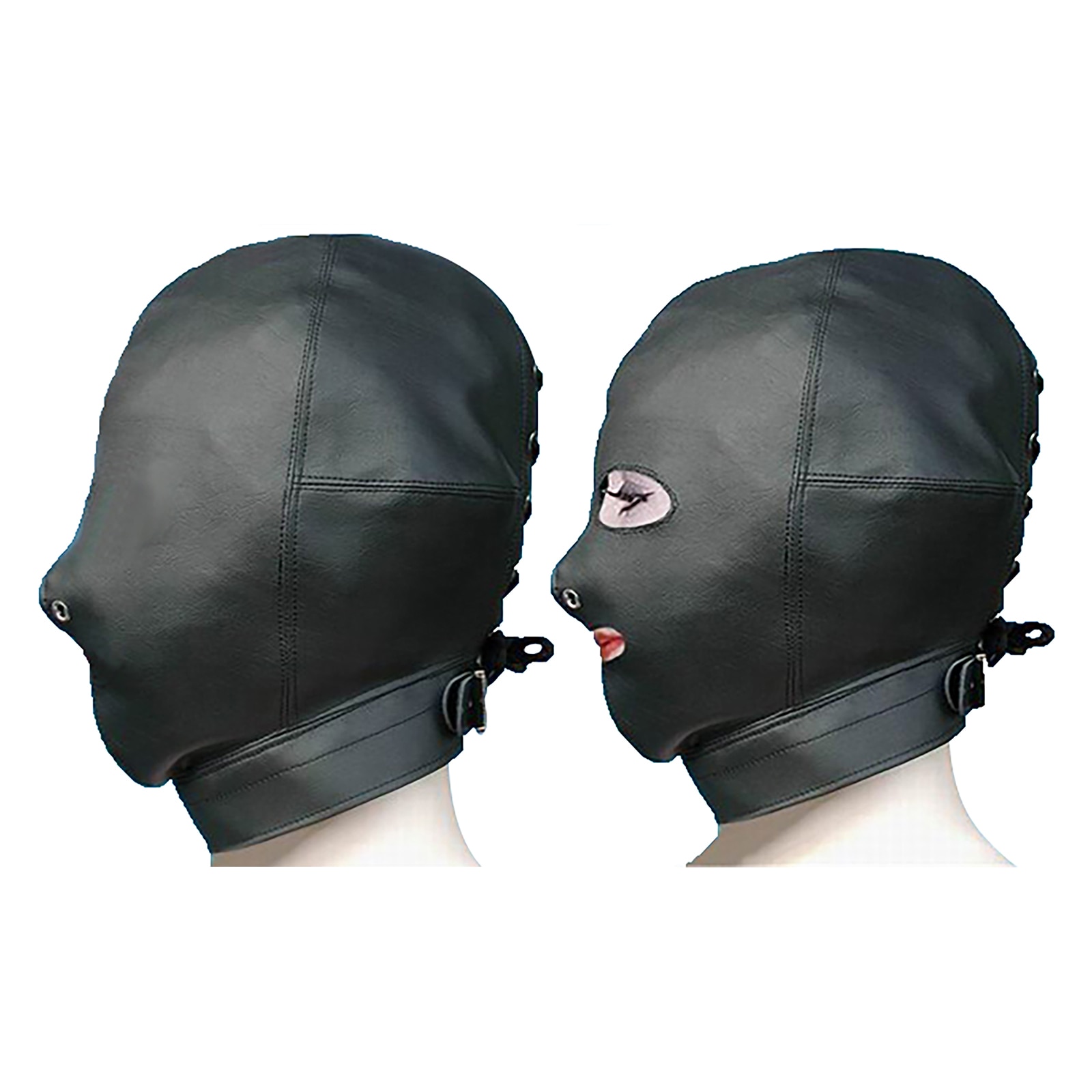 Unisex PU couro aberto olhos e boca máscara, metálico brilhante, chapelaria, rosto cheio, capuzes de borracha, Deadpools