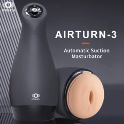 Masturbador masculino OTOUCH Airturn 3 preto com a boca cor de pele
