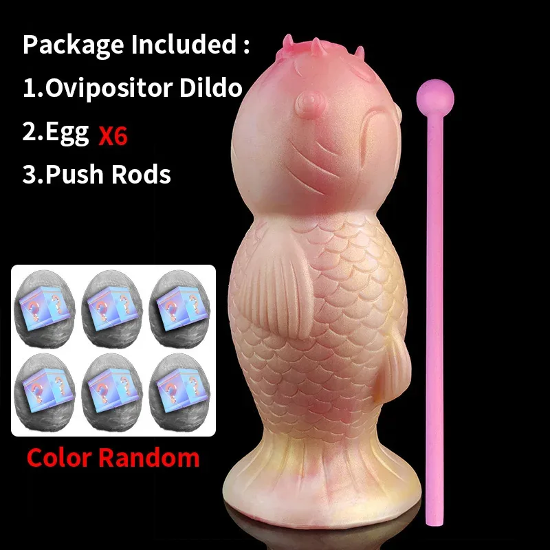 Plug anal carpa ovipositor com 6 ovos de silicone e haste