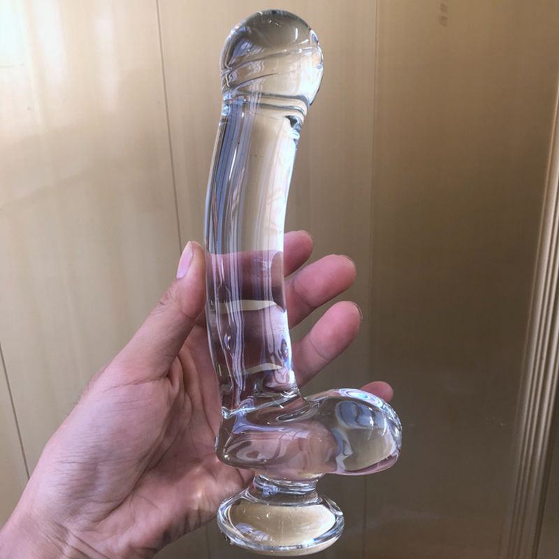Masturbador realista super cristal, pênis feminino grande ponto g, dildo de vidro, brinquedo sexual adulto para mulheres