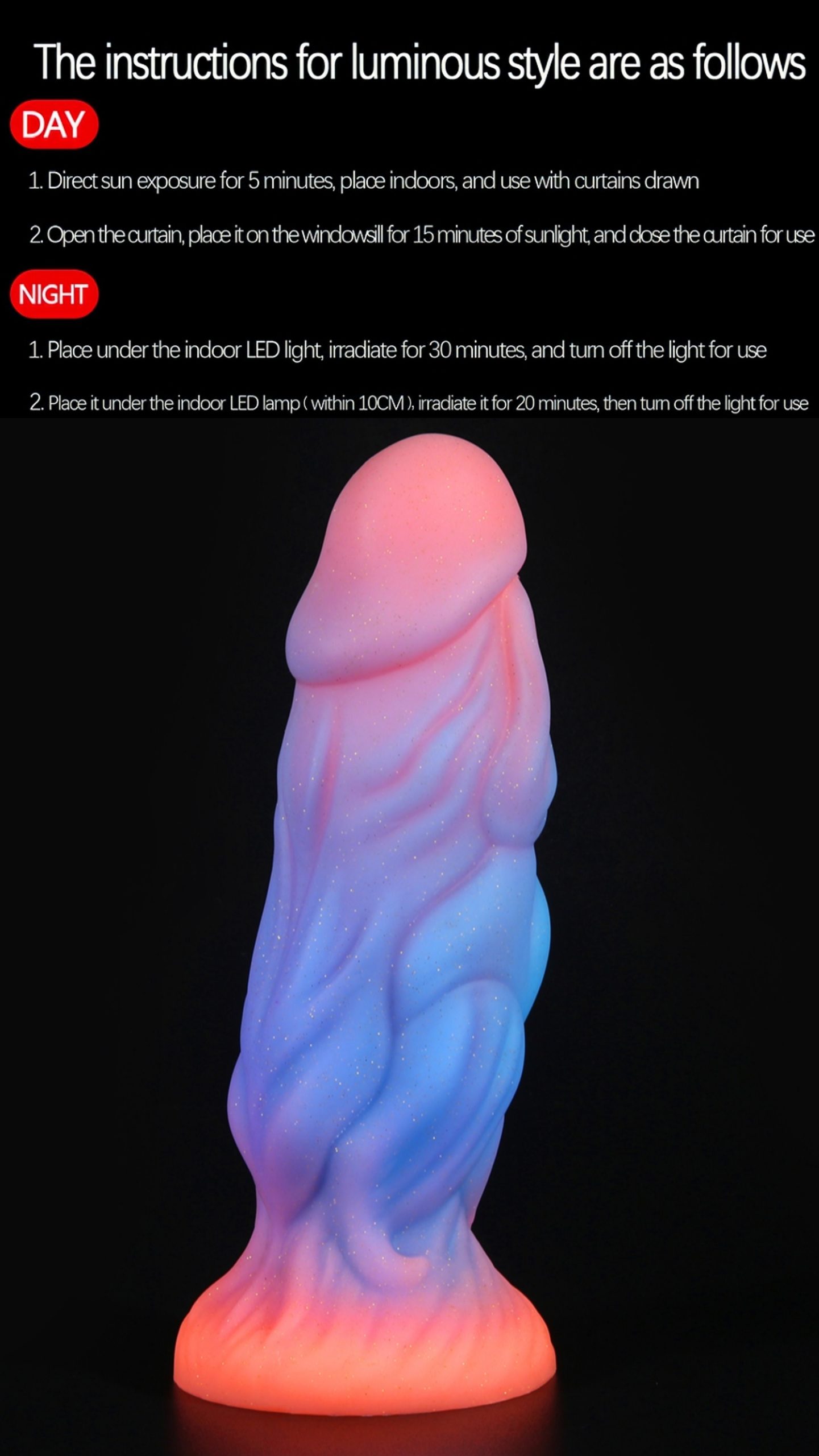 Dildo luminoso com ventosa para mulheres, pênis monstro em forma especial, plug anal brilhante, vibrador macio, brinquedos adultos, colorido, novo