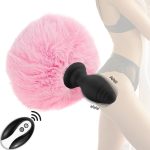Plug Vibrador Anal Cauda De Coelho Pelúcia Controle Remoto