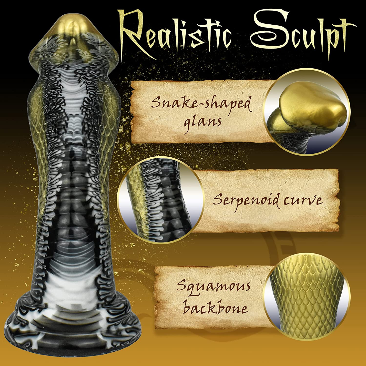 Dildo de monstro grande de cobra com ventosa forte Silicone Animal Pennis Plug, ponto G e estimulação da próstata, brinquedo sexual para homens e mulheres