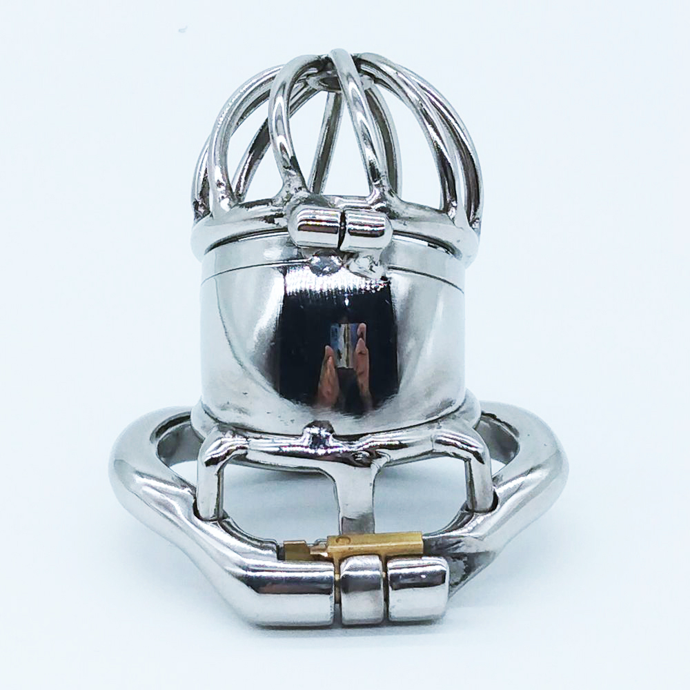 Destacável duplo bloqueio design galo gaiola aço inoxidável masculino castidade dispositivos curvado pênis anel adulto sexo brinquedos para homem