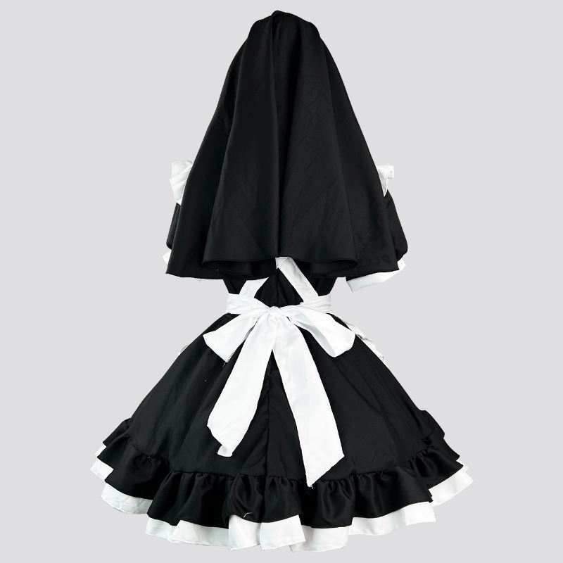 Halloween Nun Girl Cosplay Maid Dress Women Plus Size Sweet Lolita Japanese Anime Role Play Party Black White Gothic Outfit 5XL