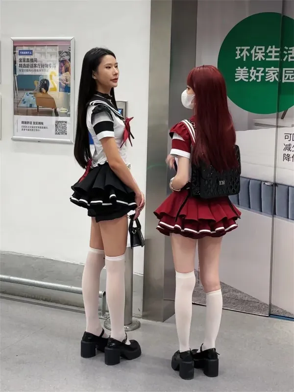 Hikigawa-Blusa de cores contrastantes chiques, tops de gola virada para baixo, mini-camisa elegante vintage, casual 2 conjuntos, moda