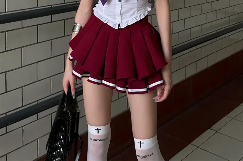 Hikigawa-Blusa de cores contrastantes chiques, tops de gola virada para baixo, mini-camisa elegante vintage, casual 2 conjuntos, moda