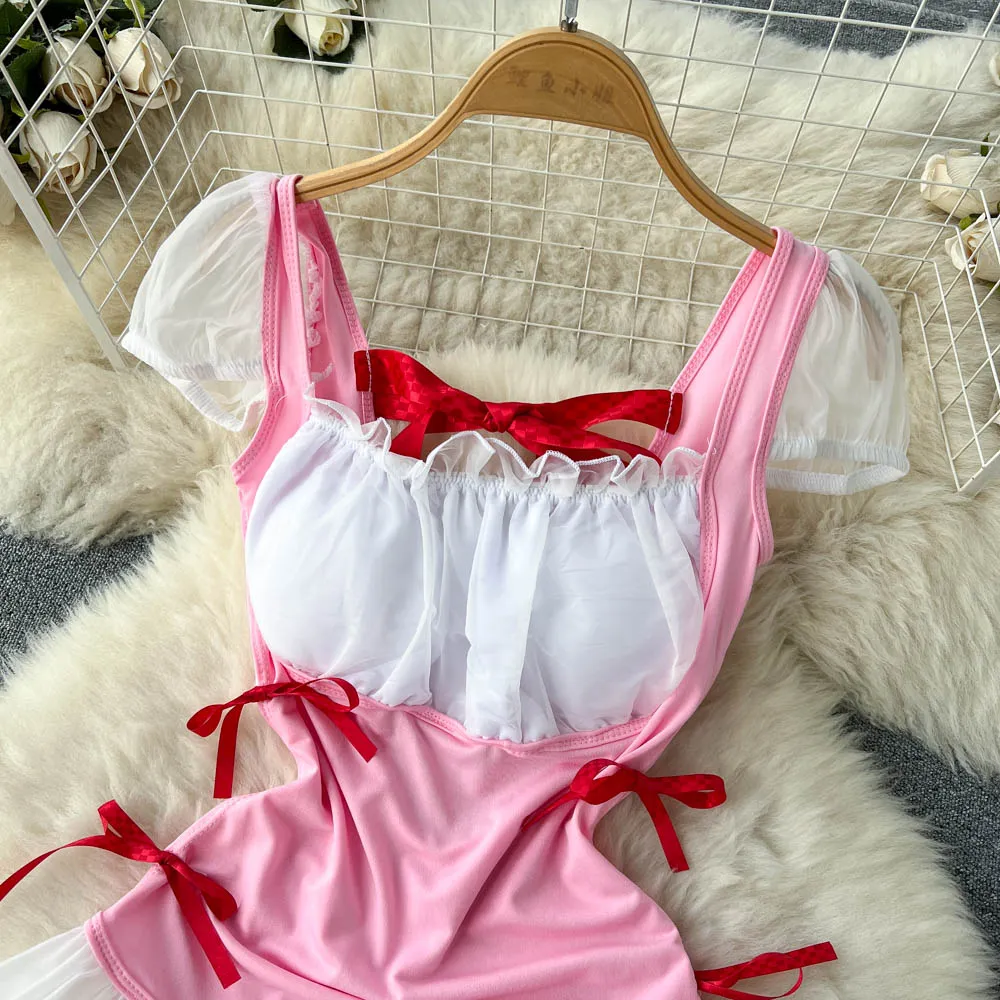 SINGREINY-bodysuit de crotch aberto para mulheres, lingerie sexy, roupas íntimas sensuais, playsuit cosplay, plissado, pijamas eróticos, 2023