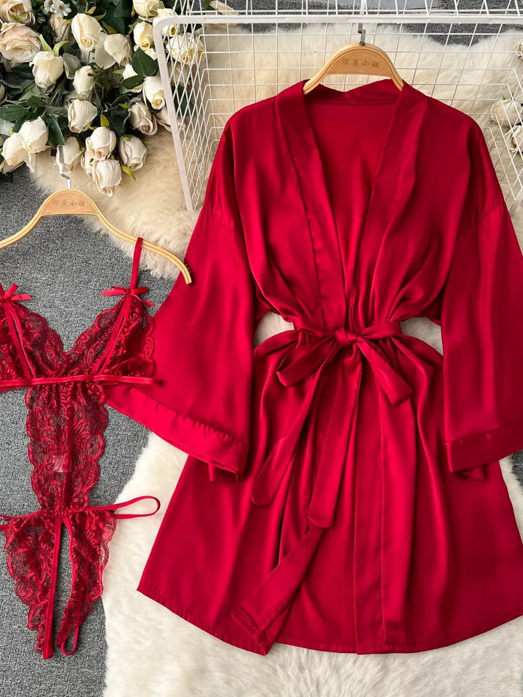 Bodysuit de malha erótica feminina, macacão de renda, combinação oca, moda sexy, pijama