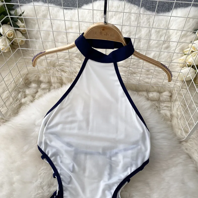 Bodysuit de malha erótica feminina, macacão de renda, combinação oca, moda sexy, pijama