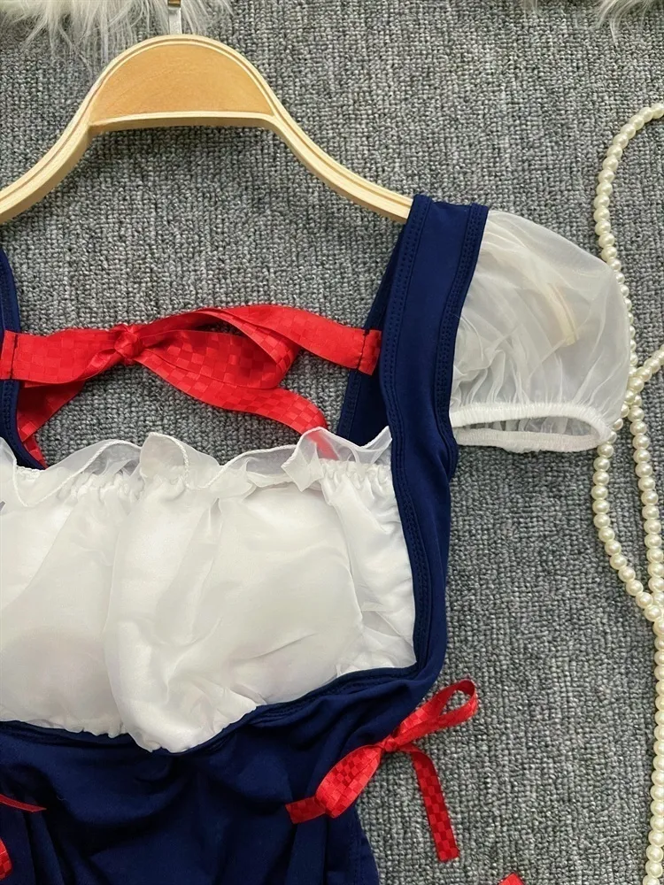 Bodysuit de malha erótica feminina, macacão de renda, combinação oca, moda sexy, pijama