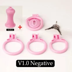 Cinto de Castidade Resina de Nylon Mesh Negativo - 1.0-Negative Pink M