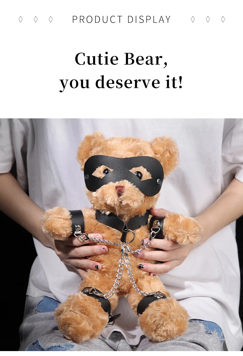 BLACKWOLF Pelúcia Bondage Bear, Kinky Fetiche, Presentes de Valentim para Ela, Amante BDSM, Presente Dominante Submisso