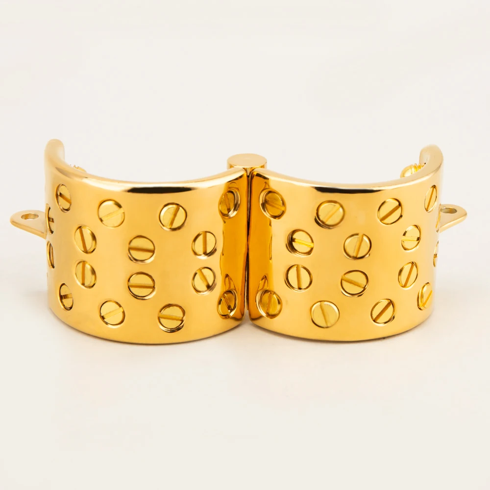 Ouro ajustável Metal testículos bola maca para homens, 4 linhas, picos longos, masculino BDSM peso, Cock Ring Lock, Cock Cage, CBT Sex Toys