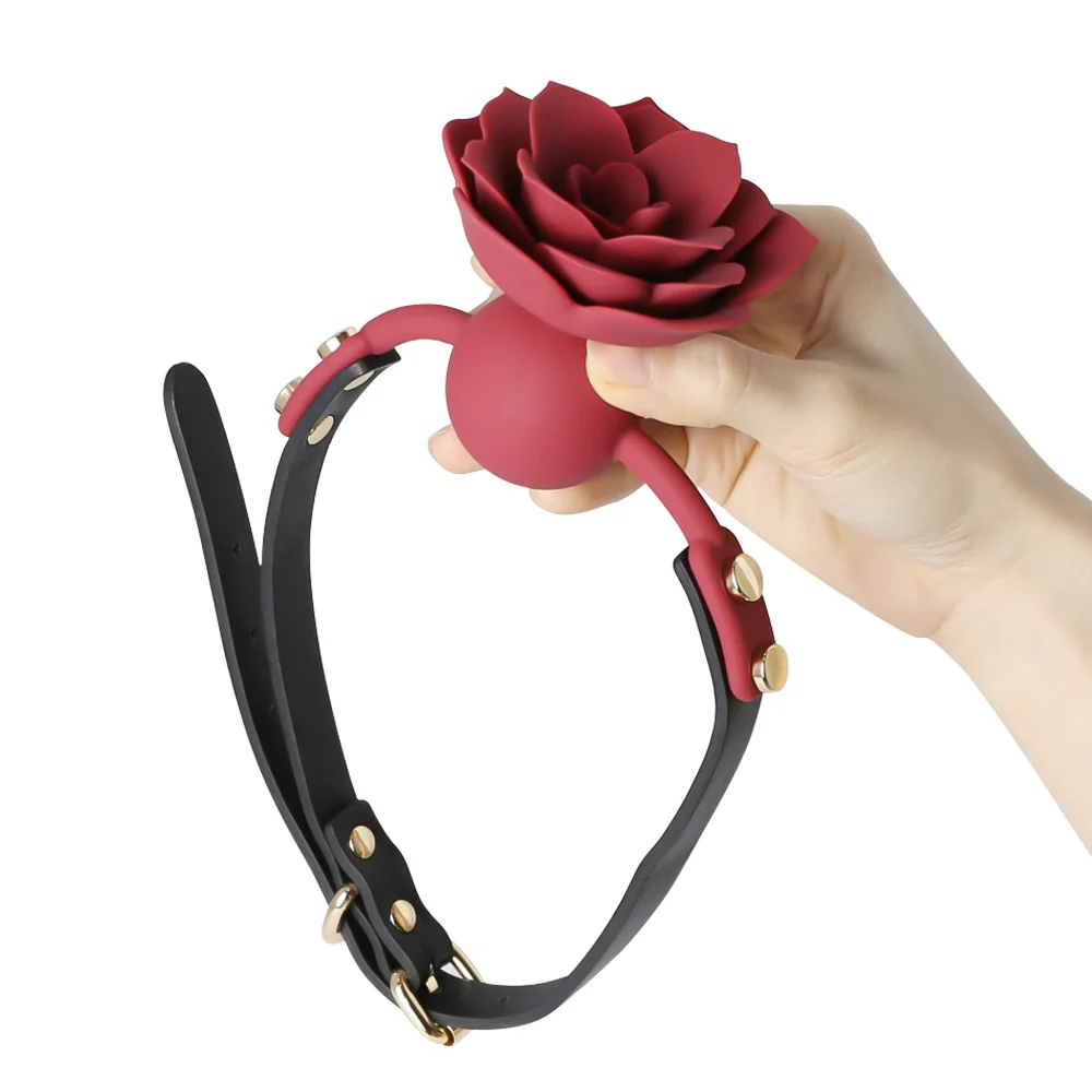 Silicone Respirável Rose Ball Gag, Bondage Gag, Boca Aberta Gags, Fixação Oral, BDSM, Brinquedos Sexuais Adultos, Jogos de Casais