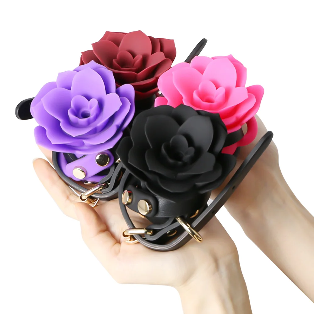 Silicone Respirável Rose Ball Gag, Bondage Gag, Boca Aberta Gags, Fixação Oral, BDSM, Brinquedos Sexuais Adultos, Jogos de Casais