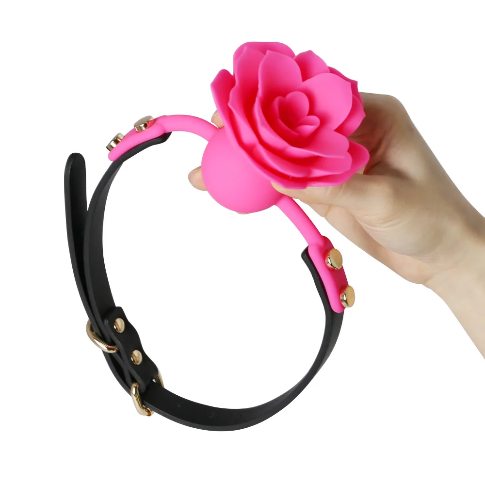Silicone Respirável Rose Ball Gag, Bondage Gag, Boca Aberta Gags, Fixação Oral, BDSM, Brinquedos Sexuais Adultos, Jogos de Casais