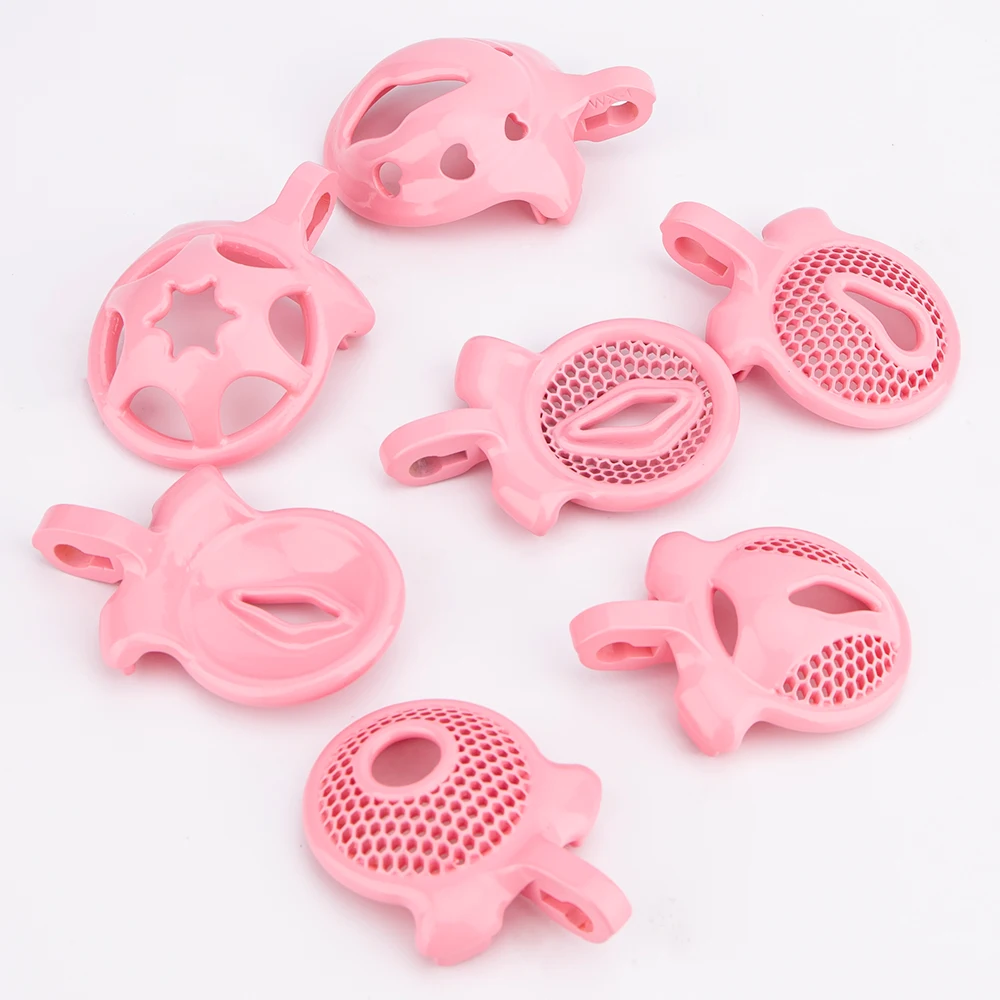 Gaiola de castidade rosa menor para homens, dispositivo de castidade impresso em 3D, gaiola de 4 anéis, resina, leve, brinquedos sexuais, masculino, novo