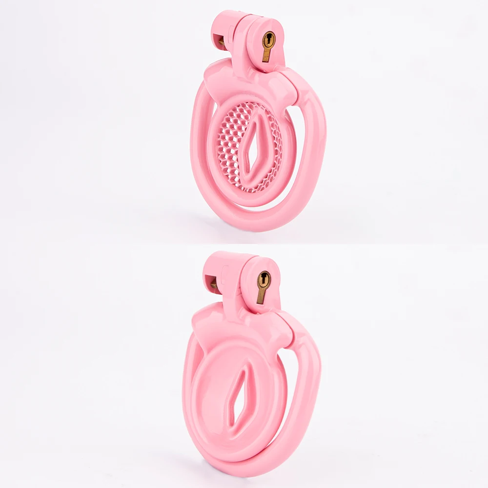 Gaiola de castidade rosa menor para homens, dispositivo de castidade impresso em 3D, gaiola de 4 anéis, resina, leve, brinquedos sexuais, masculino, novo