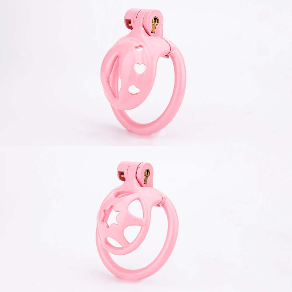 Gaiola de castidade rosa menor para homens, dispositivo de castidade impresso em 3D, gaiola de 4 anéis, resina, leve, brinquedos sexuais, masculino, novo