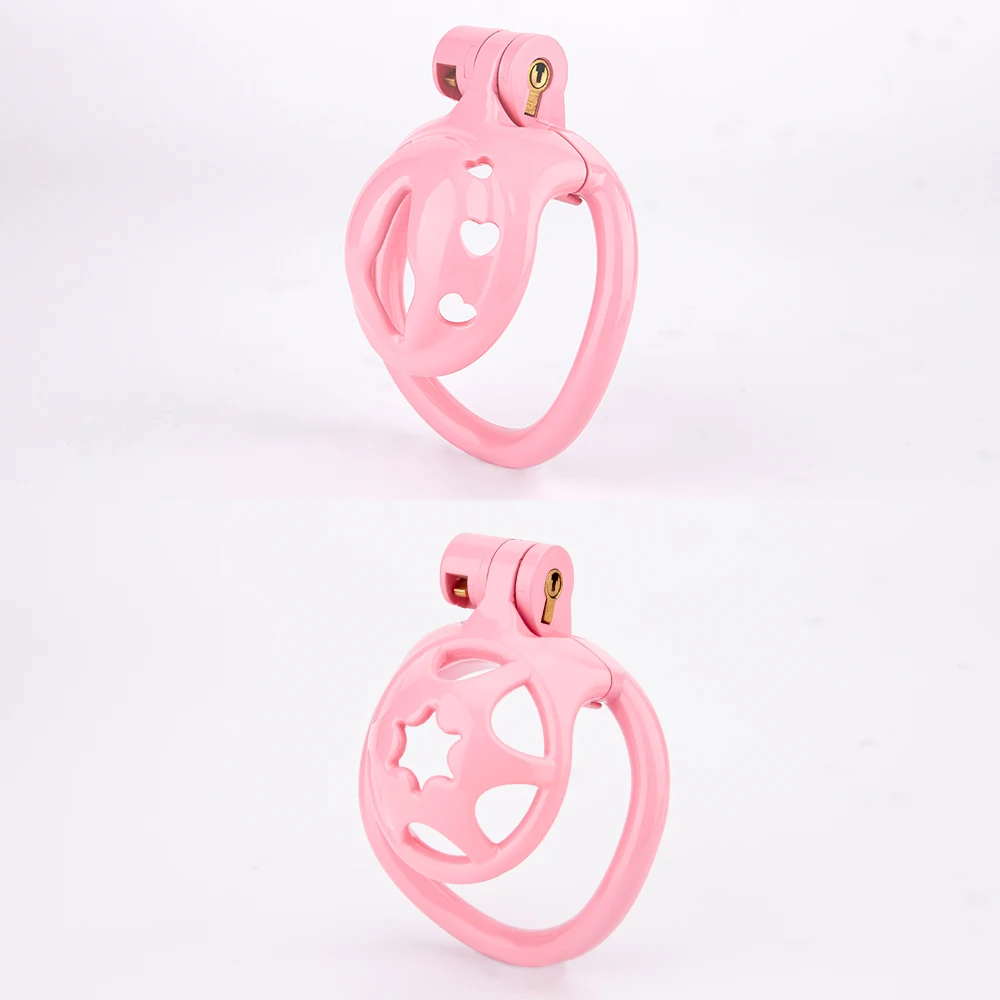 Gaiola de castidade rosa menor para homens, dispositivo de castidade impresso em 3D, gaiola de 4 anéis, resina, leve, brinquedos sexuais, masculino, novo